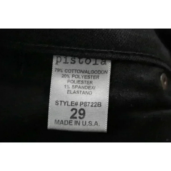 Pistola Jeans Size 29 Black Distressed Denim Raw Hem Ankle Skinny Grunge Punk - Picture 11 of 11